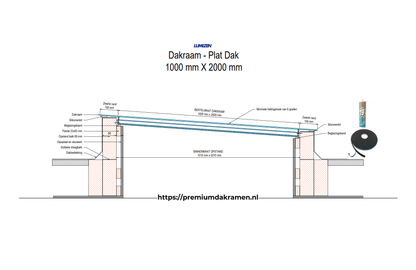 Platdakraam - 100x200 cm van Premium Dakramen